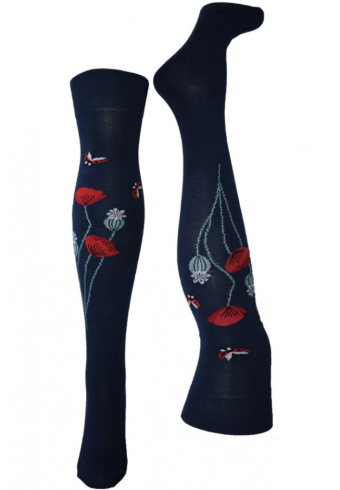 Șosete Damă peste Genuchi, Imprimeu Bubuuze ,Culoare Bleumarin,Engros